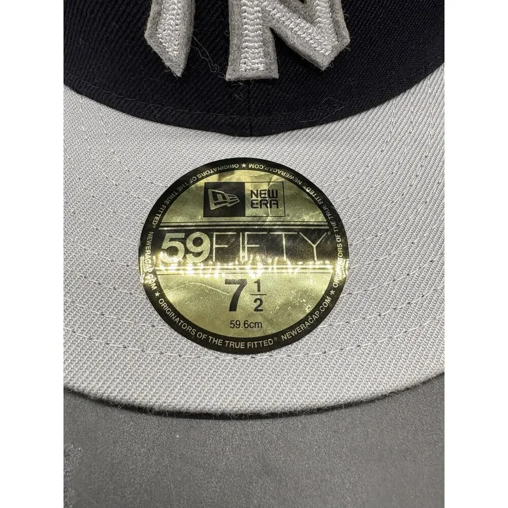 NEW YORK YANKEES MLB NEW ERA 5950 NAVY GRAY BRIM NYY UNDER BRIM FITTED HAT 7 1/2